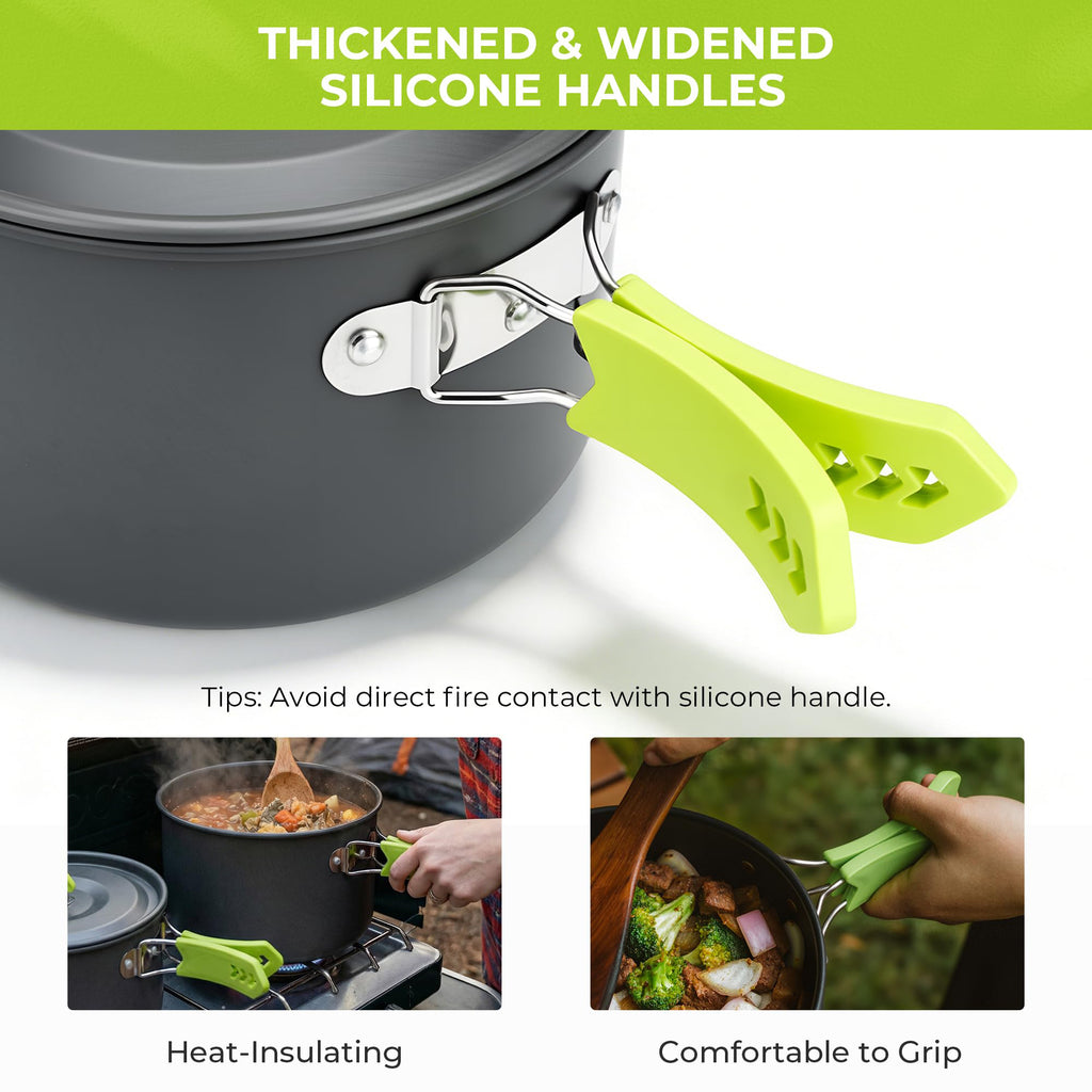 4 Piece Lightweight Aluminum Camping Cookware Set with Kettle for 2 to 4 People