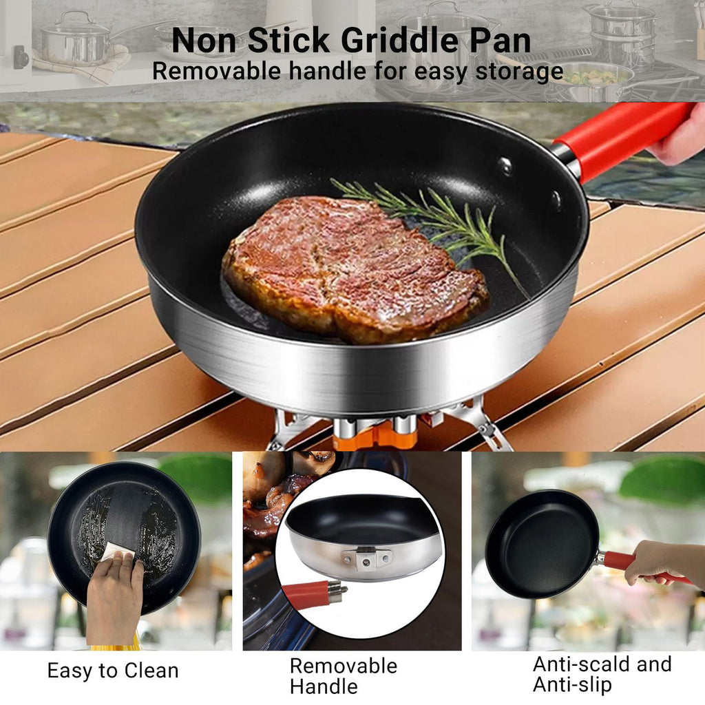 5 Piece Stainless Steel Camping Cookware Set with Colander and Travel Bag for 4 to 6 People