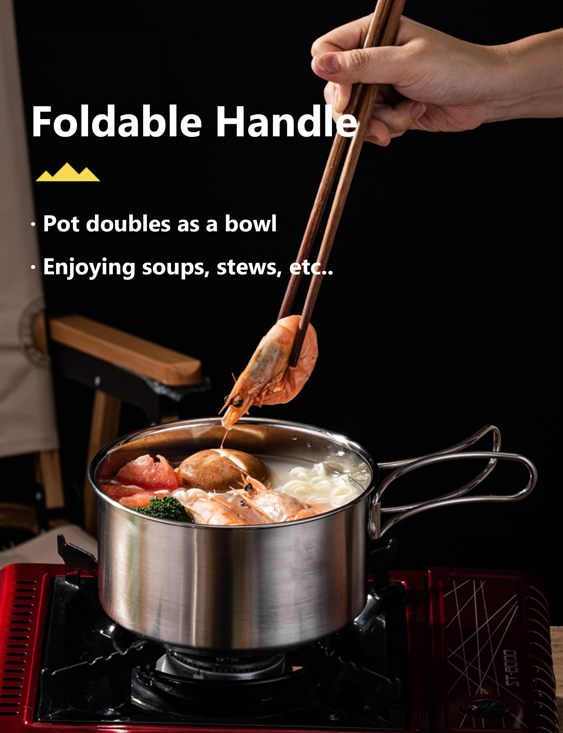 Camping Cookware Set Stainless Steel 5 Piece Pots and Pan with Carry Bag for 4 8 People Campfire