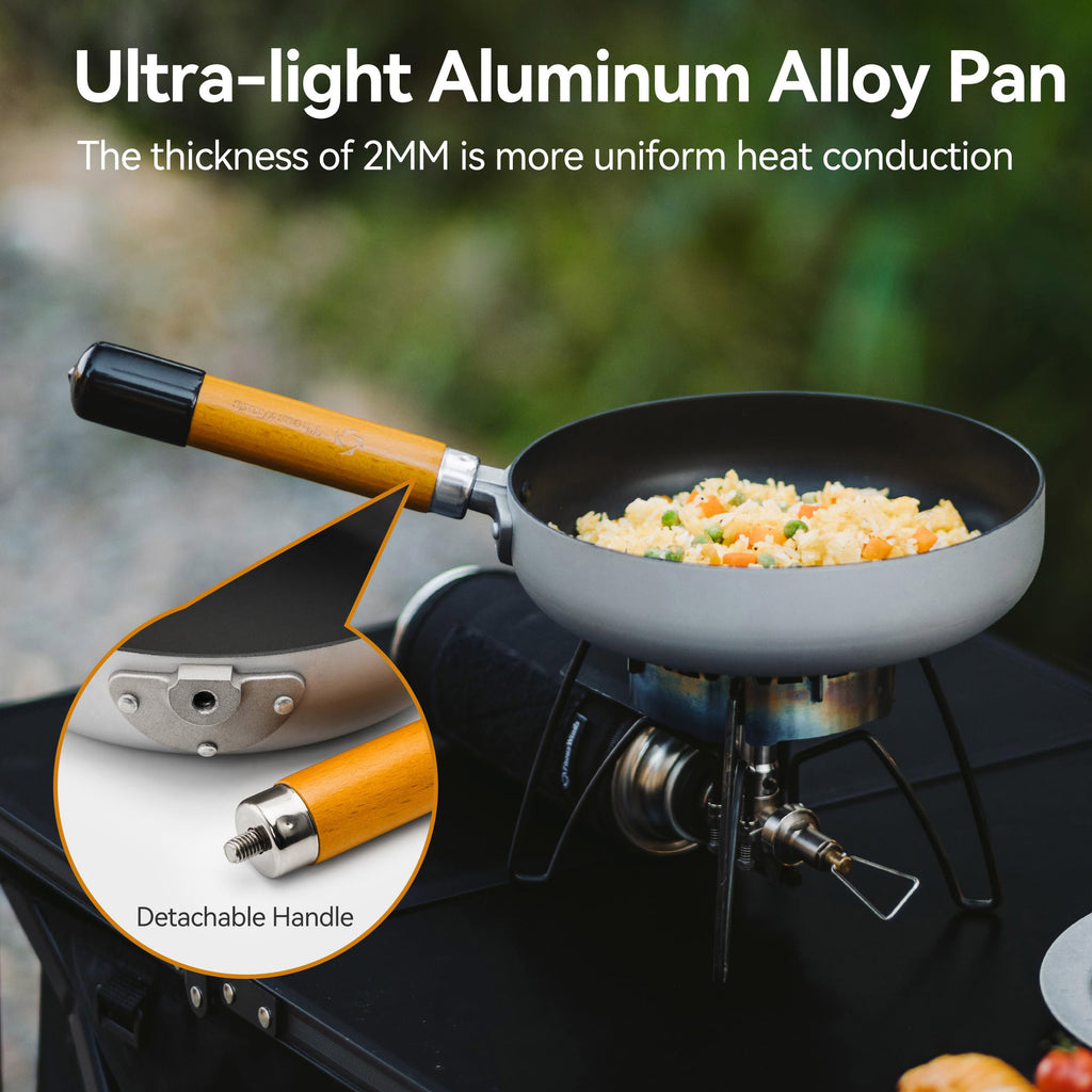 5 Piece Stainless Steel Camping Cookware Set with Frying Pan and Storage Bag for 3 to 5 People