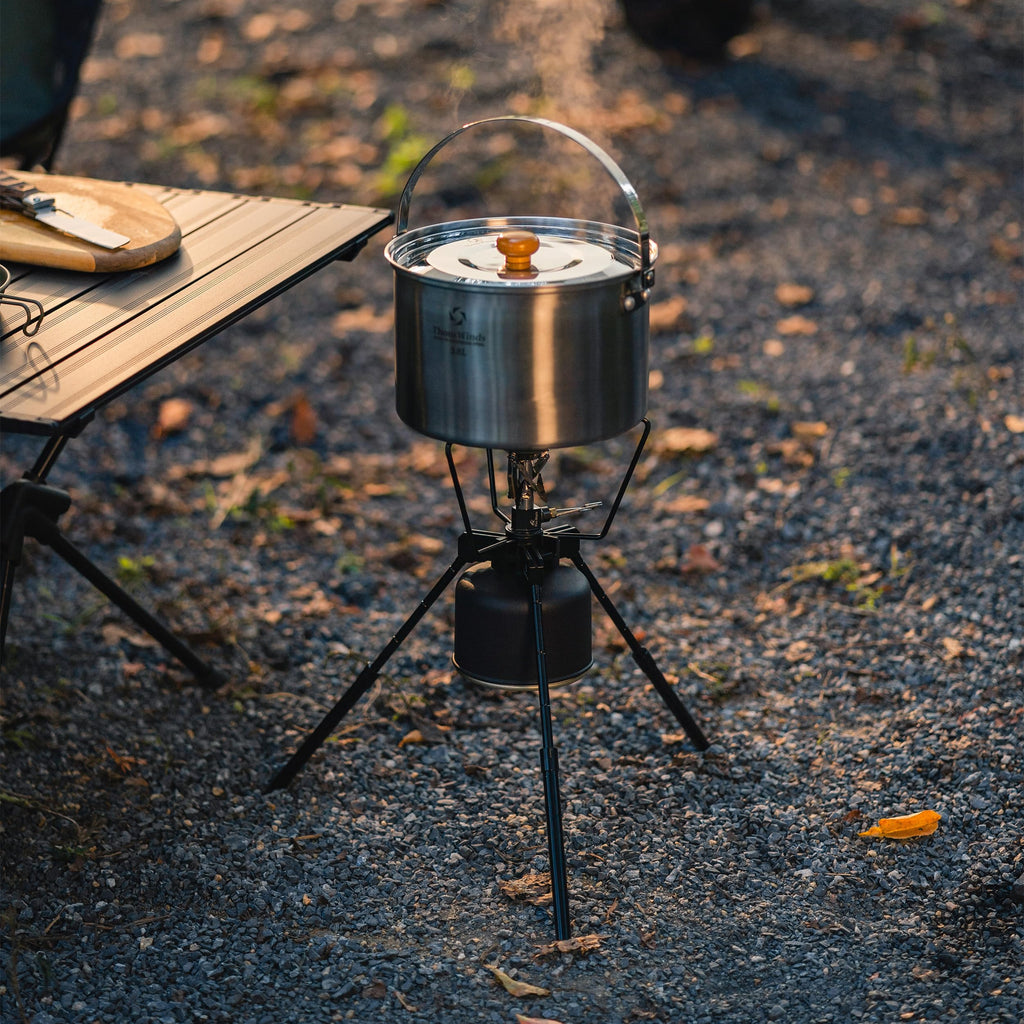 5 Piece Stainless Steel Camping Cookware Set with Frying Pan and Storage Bag for 3 to 5 People
